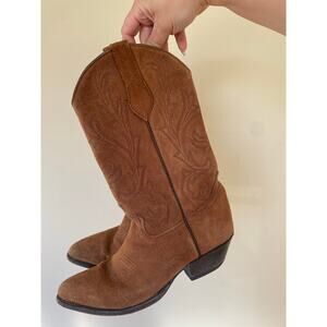 Santa Fe Boot Co Vintage 80s Suede Leather Womens Cowgirl Boots Size 7